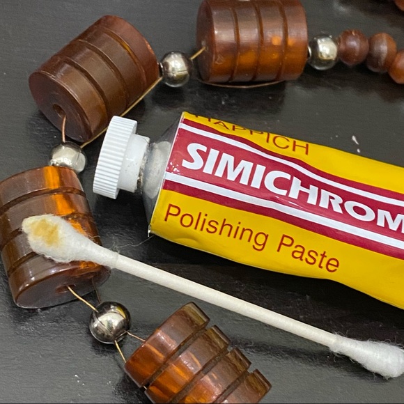 Vintage Cherry Amber Bakelite? Barrel Beaded 34” Long Necklace - Picture 12 of 12